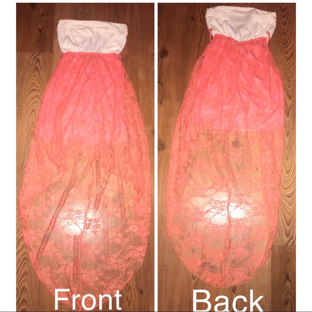 CORAL HIGH LOW SUNDRESS WITH LACE